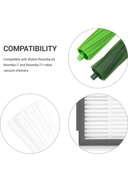 Irobot Roomba E/i Serisi Için QOO100 Fırçalar Yedek Parça Seti - 3x Filtre 3x Yan Fırça 2x Fırça - E5 I7 I7+ Modelleri Için Elektrikli Süpürge Aksesuarı (Yurt Dışından) modelleri
