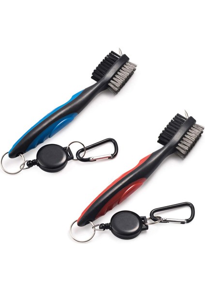 Fırçalar 2'li Golf Kulübü Fırça Oluk Temizleyici, Geri Çekilebilir Zip-Line ve Alüminyum Karabina Temizleme Aletleri ile Paket (Yurt Dışından)