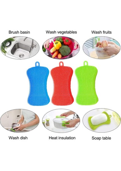 Fırça 3 Parça Set Silikon Bulaşık Süngeri, Gıda Sınıfı Çok Amaçlı Bulaşık Süngeri, Mutfak Eşyalarını Temizlemek Için Yapışmaz Sünger, Akıllı Fırça Aksesuarı (Yurt Dışından) modelleri