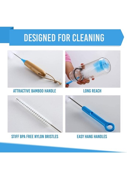 Fırçalar 5'li Paket Fırça Temizleyici - Uzun Su Şişesi ve Pipet Temizleme Fırçası - Mutfak Tel Ovma Seti (Yurt Dışından)