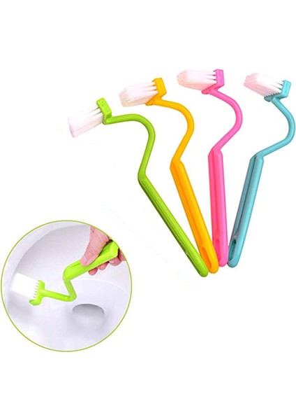 Fırça 4 Parça Taşınabilir Tuvalet Fırçası Banyo Fırçası Fırça Işık Ev Duş V-Eğrisi Temizleme Fırçası, Banyo Plastik Uzun Sap, Rastgele Renk (Yurt Dışından)
