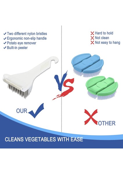 Fırçalar Sebze Fırçası - Patates Ovma Fırçası, Kancalı Kaymaz Dayanıklı Sap, Kullanımı ve Saklanması Kolay, Patates, Turp, Temizleme ve Soyma Için Mükemmel, 2 Paket (Yurt Dışından) fiyatları