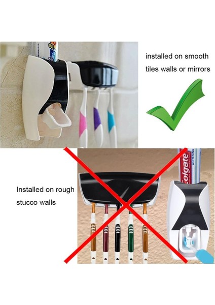 Wikor Diş Fırçası Tutacağı Diş Macunu Dispenseri Seti Toz Geçirmez Süper Yapışkan Pedli Duvara Monte Eller Serbest Diş Macunu Sıkacağı (Yurt Dışından) indirimleri