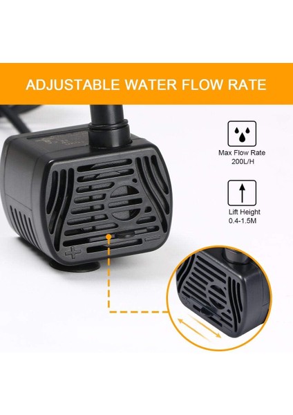 Fırçalar Dalgıç Su Pompası, Akvaryum Pompası Ayarlanabilir 200L/H 3W Ultra Sessiz Catit USB Pompası Gölet Balık Tankı Çeşmesi Balık Tankı 1.4 M Kablo (Yurt Dışından) fiyatları