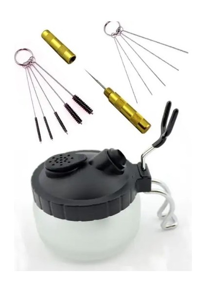 Fırçalar Ebest 4 Takım Airbrush Püskürtme Tabancası Yıkama Temizleme Araçları Iğne Memesi Fırça Cam Temizleme Pot Tutucu (Yurt Dışından)