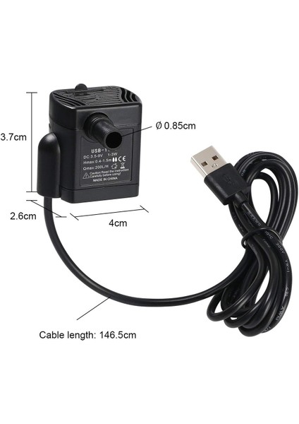 Fırçalar Dalgıç Su Pompası, Akvaryum Pompası Ayarlanabilir 200L/H 3W Ultra Sessiz Catit USB Pompası Gölet Balık Tankı Çeşmesi Balık Tankı 1.4 M Kablo (Yurt Dışından) modelleri