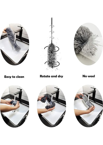 Halı Süpürgesi Teleskopik Saplı, Mikrofiber Duster, Maksimum Uzunluk 2.5m, Paslanmaz Çelik Teleskopik Direkli (Yurt Dışından) fiyatları