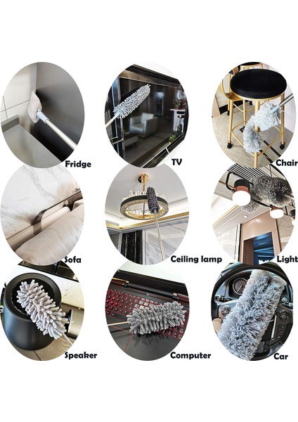 Halı Süpürgesi Teleskopik Saplı, Mikrofiber Duster, Maksimum Uzunluk 2.5m, Paslanmaz Çelik Teleskopik Direkli (Yurt Dışından) modelleri