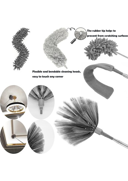 Halı Süpürgesi Teleskopik Saplı, Mikrofiber Duster, Maksimum Uzunluk 2.5m, Paslanmaz Çelik Teleskopik Direkli (Yurt Dışından) fırsatları