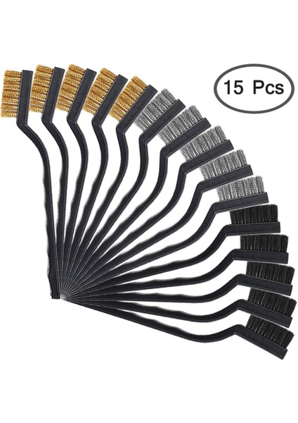 Fırçalar 15 Parça Tel Fırça Seti, Kavisli Saplı Paslanmaz Çelik Pirinç ve Naylon, Kaynak ve Pas Temizleme Için Tür Başına 5 Parça (Yurt Dışından)