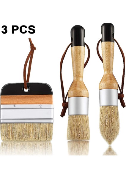 Fırçalar 3 Parça Tebeşir Boya Balmumu Fırça Seti Mobilya Ev Dekor Için Doğal Kıl Yuvarlak Fırçalar Ağda Cam Seramik (Kahverengi + Siyah) (Yurt Dışından) fiyatları