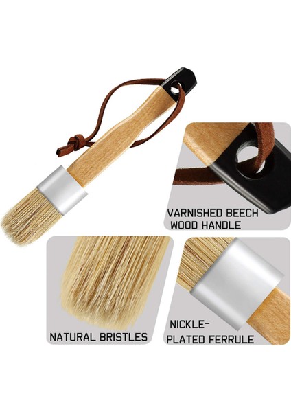 Fırçalar 3 Parça Tebeşir Boya Balmumu Fırça Seti Mobilya Ev Dekor Için Doğal Kıl Yuvarlak Fırçalar Ağda Cam Seramik (Kahverengi + Siyah) (Yurt Dışından) modelleri