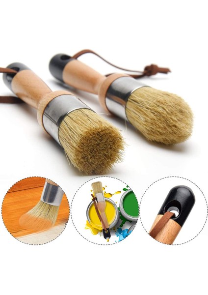 Fırçalar 3 Parça Tebeşir Boya Balmumu Fırça Seti Mobilya Ev Dekor Için Doğal Kıl Yuvarlak Fırçalar Ağda Cam Seramik (Kahverengi + Siyah) (Yurt Dışından) indirimleri