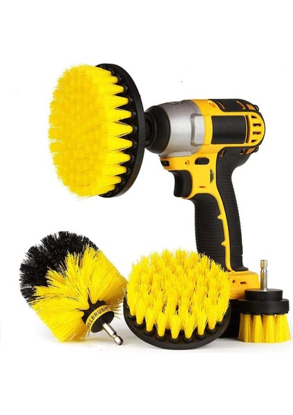 Fırçalar 4 Parça Matkap Fırçası Aparatı - Banyo, Havuz Fayansı, Zemin, Tuğla, Seramik, Mermer ve Derz Temizleme Için Güçlü Fırçalama Çok Amaçlı Matkap Fırçası (Yurt Dışından)