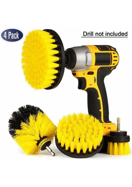 Fırçalar 4 Parça Matkap Fırçası Aparatı - Banyo, Havuz Fayansı, Zemin, Tuğla, Seramik, Mermer ve Derz Temizleme Için Güçlü Fırçalama Çok Amaçlı Matkap Fırçası (Yurt Dışından) fiyatları