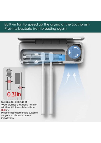 Fırçalar Starwin Diş Fırçası Sterilizatörü, 5 Yuvalı Fan Kurutmalı ve Matkapsız Diş Fırçası Sterilizatörü ve Tutucusu, Şarj Edilebilir (Yurt Dışından) fırsatları