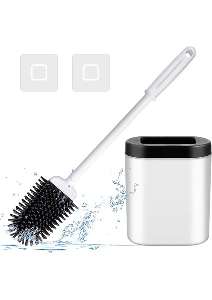 Fırçalar Tuvalet Fırçası, Derin Temizleyici Silikon Tuvalet Fırçası, Kaymaz Uzun Saplı ve Esnek Kıllar, Banyo Için Hızlı Kuruyan Tuvalet Temizleme Fırçası Seti (Yurt Dışından)