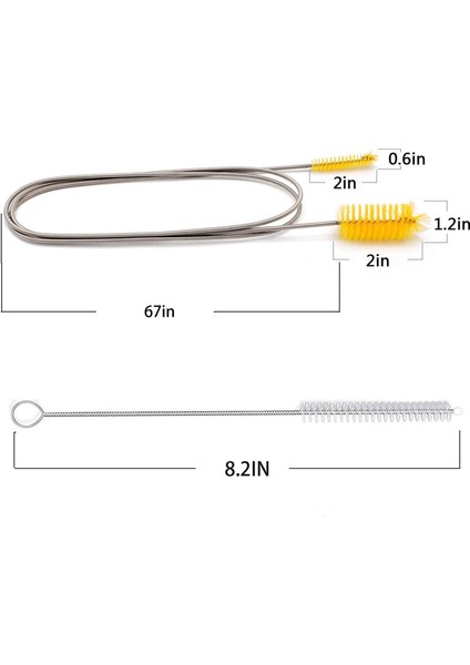 Fırçalar Esnek Tahliye Fırçası, Naylon Temizleyici Çift Uçlu Elastik Hortum Borusu 67 Inç ve 2 Adet 8,2 Inç Saman Temizleme Fırçası (Yurt Dışından) fiyatları
