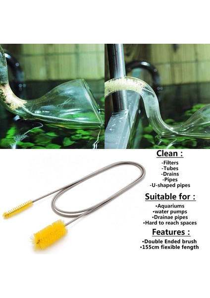 Fırçalar Esnek Tahliye Fırçası, Naylon Temizleyici Çift Uçlu Elastik Hortum Borusu 67 Inç ve 2 Adet 8,2 Inç Saman Temizleme Fırçası (Yurt Dışından) indirimleri