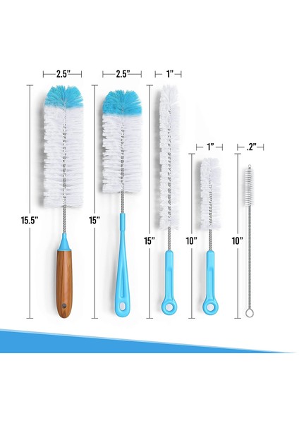 Fırçalar Bottle Brush Cleaner 5'li Paket - Uzun Şişe ve Pipet Temizleme Fırçası - Mutfak Tel Ovma Seti (Yurt Dışından) fiyatları