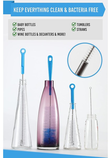 Fırçalar Bottle Brush Cleaner 5'li Paket - Uzun Şişe ve Pipet Temizleme Fırçası - Mutfak Tel Ovma Seti (Yurt Dışından) modelleri