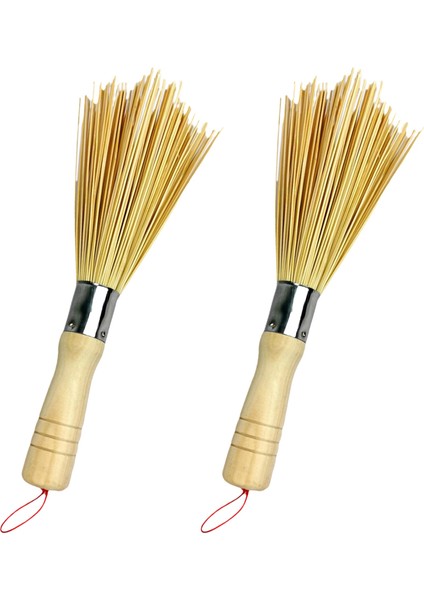 Fırçalar 2 Pot Fırçalar Mutfak Temizleme Tenceresi Ahşap Saplı Bambu Ev Bambu Fırça (Yurt Dışından)