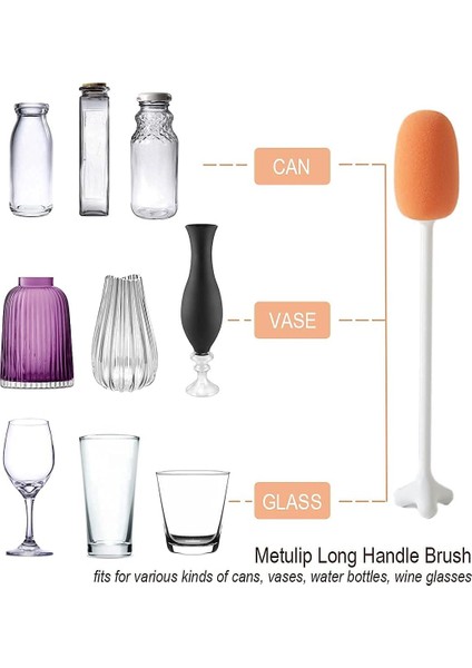 Fırçalar 2 Paket Sünger Şişe Fırçası Standı ile 8.6 Inç Uzun Saplı Bardak Vazo Cam Şişe Temizleme Aracı (Yurt Dışından) fiyatları