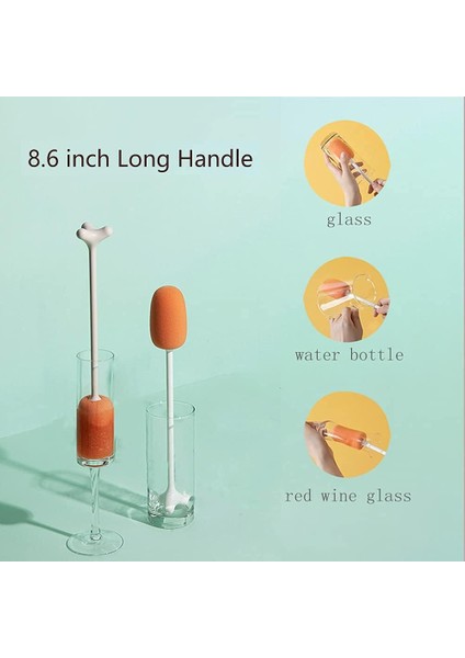 Fırçalar 2 Paket Sünger Şişe Fırçası Standı ile 8.6 Inç Uzun Saplı Bardak Vazo Cam Şişe Temizleme Aracı (Yurt Dışından) fırsatları