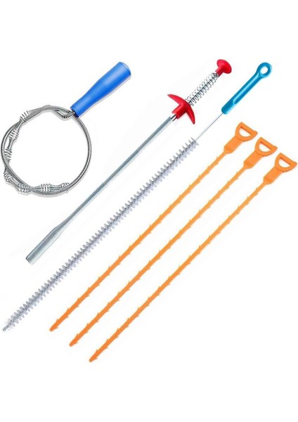 Fırçalar 6'lı Paket Takunya Sökücü Tahliye Burgusu Temizleme Aracı, Lavabo Tahliyesi ve Yılan Dökülme Temizleme Fırçası, Tahliye Saç Tutucu (Yurt Dışından)