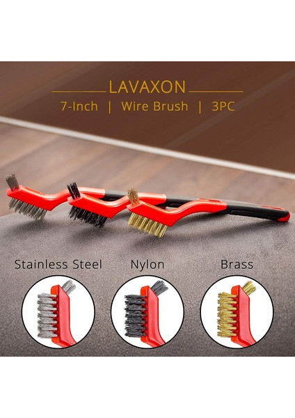 Fırçalar Tel Fırça Seti 3 Parça - Derin Temizlik ile Pas, Kir ve Boya Ovma Için Kavisli Saplı Naylon / Pirinç / Paslanmaz Çelik Kıllar (Yurt Dışından) modelleri