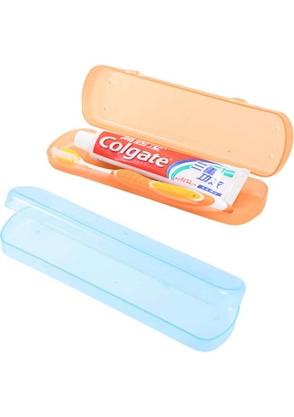 Fırçalar 2 Adet Taşınabilir Işık Diş Fırçası Kutusu Seyahat Ev Için Solunabilir Diş Macunu Plastik Saklama Kutusu Organizatör Turuncu ve Mavi (Yurt Dışından)