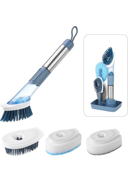 Fırçalar Sabunluk Bulaşık Fırçası Seti - Standlı Mutfak Fırçası 4 Fırça Başlığı Paslanmaz Çelik Saplı, Mutfak Fırçası Tencere ve Bulaşıklar Için (Yurt Dışından) fiyatları