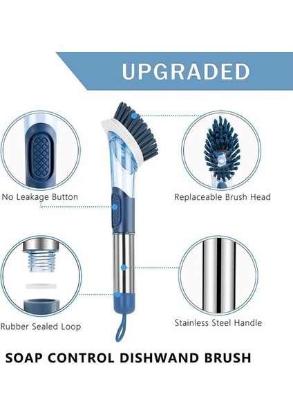 Fırçalar Sabunluk Bulaşık Fırçası Seti - Standlı Mutfak Fırçası 4 Fırça Başlığı Paslanmaz Çelik Saplı, Mutfak Fırçası Tencere ve Bulaşıklar Için (Yurt Dışından) fırsatları