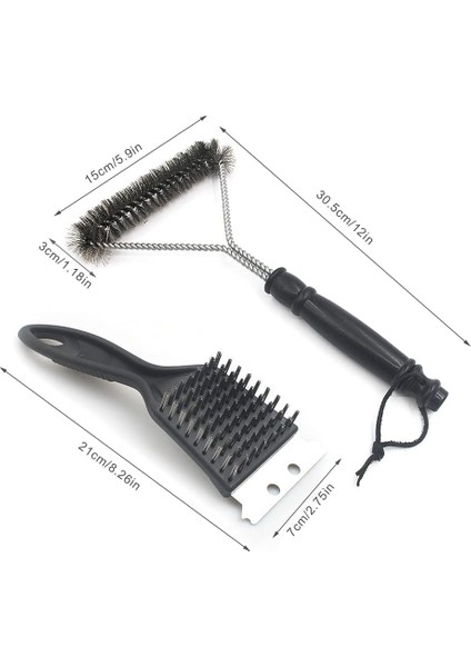 Fırçalar Barbekü Fırçası, Barbekü Temizleme Fırçası, 2'si 1 Arada Paslanmaz Çelik Tel Barbekü Fırçası + Sivri Çok Fonksiyonlu Barbekü Fırçası (Siyah) (Yurt Dışından) fiyatları