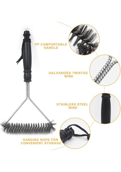 Fırçalar Barbekü Fırçası, Barbekü Temizleme Fırçası, 2'si 1 Arada Paslanmaz Çelik Tel Barbekü Fırçası + Sivri Çok Fonksiyonlu Barbekü Fırçası (Siyah) (Yurt Dışından) modelleri