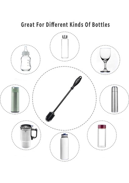 Fırçalar Su Şişesi Fırçası Silikon Şişe Fırçası, Vakumlu Spor Şişe, Vazo ve Züccaciye Su Şişesi Temizleme Fırçası (Siyah) (Yurt Dışından) indirimleri
