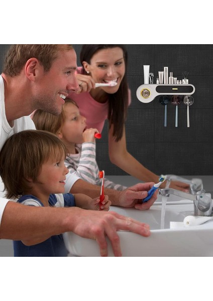 Fırçalar Diş Fırçalığı Diş Macunu Tutucu Sıkacağı Çok Amaçlı Tutucu, 6 Diş Fırçası Yuvası Kapaklı Saklama Kutusu 3 Manyetik Bardak (Siyah) (Yurt Dışından) fiyatları