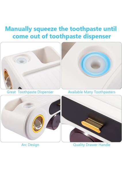 Fırçalar Diş Fırçalığı Diş Macunu Tutucu Sıkacağı Çok Amaçlı Tutucu, 6 Diş Fırçası Yuvası Kapaklı Saklama Kutusu 3 Manyetik Bardak (Siyah) (Yurt Dışından) indirimleri