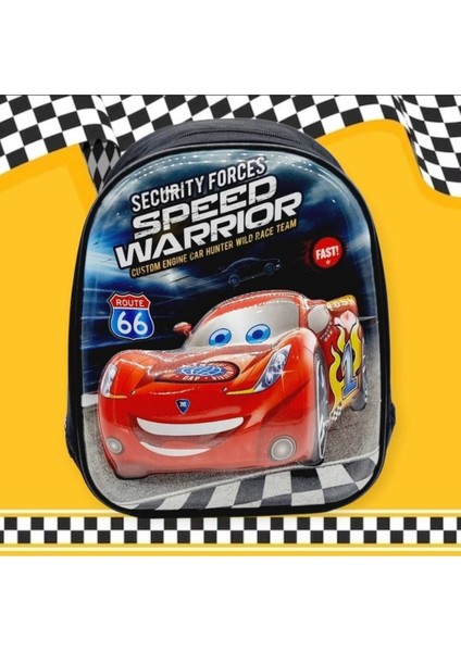 Kreş Anaokulu Sırt Çantası Şimşek Mcqueen Yarış Arabası Kabartma Baskılı 3-6 Yaş Çocuk Okul Çantası