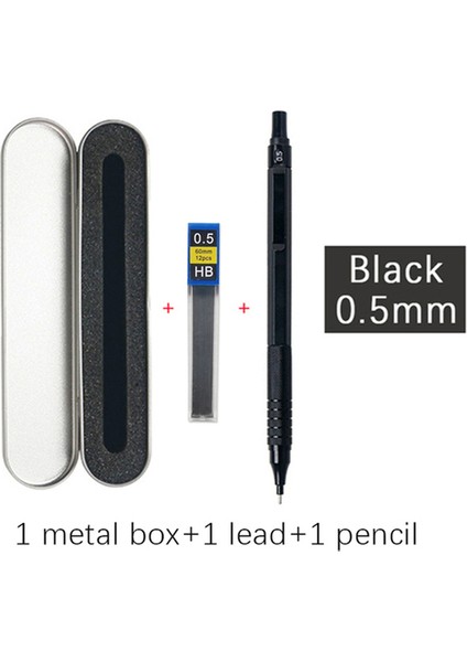 0.5 Siyah ve Kutu 0.3 0.5 0.7 2.0mm Sanat Çizim Otomatik Kalemler Düşük Ağırlık Merkezi Hediye Kutusu Seti ile Geri Çekilebilir Uç Metal Mekanik Kurşun Kalem (Yurt Dışından)