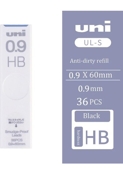 0.9mm Hb Japonya Unı Ul-S Otomatik Kalem Kurşun Çekirdek Leke Tutmaz Kalın Siyah Çiçeklenmez Kirlenme Önleyici Dolum Otomatik Kurşun Çekirdek 0.5/0.3. (Yurt Dışından)