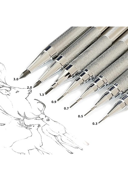 1 Adet 1.3mm Kalem 0.3 0.5 0.7 0.9 1.3 2.0mm Mekanik Kurşun Kalem Seti Tam Metal Sanat Çizim Boyama Otomatik Kurşun Kalem Ofis Okul Kaynağı (Yurt Dışından)