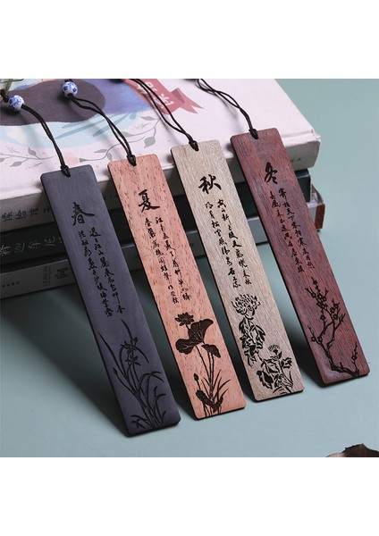 Bahar Retro Ahşap Oyma Dört Mevsim Imleri Çin Tarzı Abanoz Kitap Klipsi Öğrenci Narin Okuma Aracı Okul Kırtasiye Kaynağı (Yurt Dışından) fiyatları