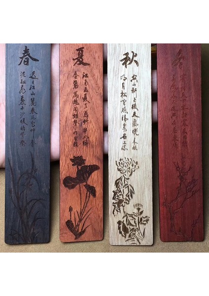 Bahar Retro Ahşap Oyma Dört Mevsim Imleri Çin Tarzı Abanoz Kitap Klipsi Öğrenci Narin Okuma Aracı Okul Kırtasiye Kaynağı (Yurt Dışından) indirimleri