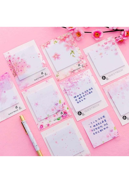 D Sevimli Pembe Kiraz Çiçeği Notları Kawaii Taze Sakura Doğal Bloknot Yapışkan Notlar Sevimli Dekor Etiket Mesaj Okul Ofis Malzemeleri (Yurt Dışından)