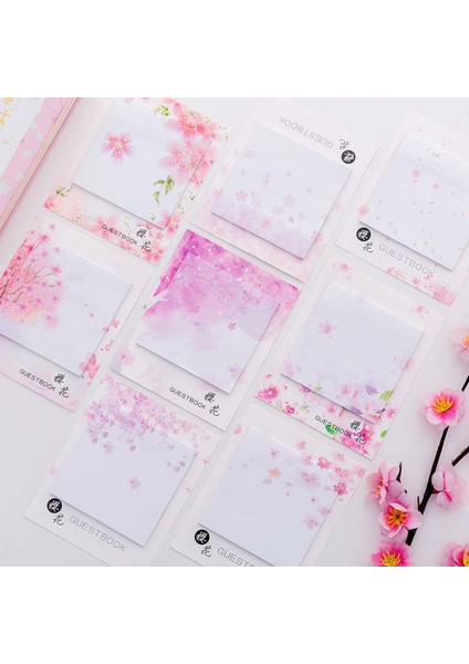 D Sevimli Pembe Kiraz Çiçeği Notları Kawaii Taze Sakura Doğal Bloknot Yapışkan Notlar Sevimli Dekor Etiket Mesaj Okul Ofis Malzemeleri (Yurt Dışından)