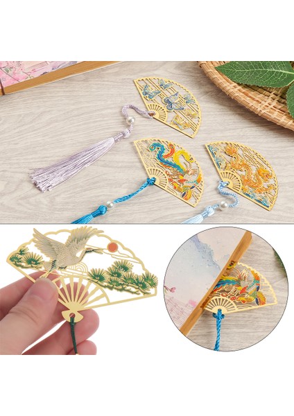 Stil 8 Çin Retro Tarzı Katlanır Fan Pirinç Imi Püsküllü Oymak Kitap Klipsi Sayfalandırma Mark Kırtasiye Okul Ofis Arzı (Yurt Dışından) fırsatları