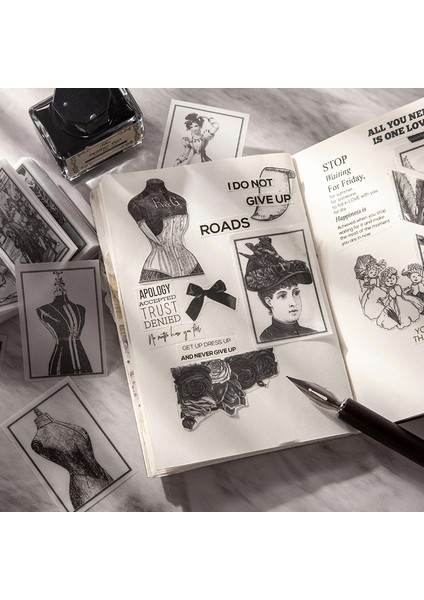H Yoofun 100 Sayfa Tekrarlanmamış Beyaz Kitap Malzemesi Kağıt Siyah Beyaz Retro Boyama Kolaj Önemsiz Scrapbooking Dergisi (Yurt Dışından) fırsatları