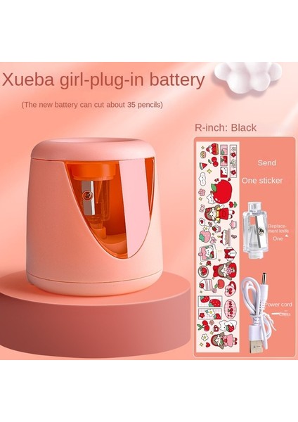 Pembe Otomatik Elektrikli Kalemtıraş Çok Fonksiyonlu Ağır USB Mekanik Okul Ilköğretim Öğrencileri Çocuk Kırtasiye Hediye (Yurt Dışından)