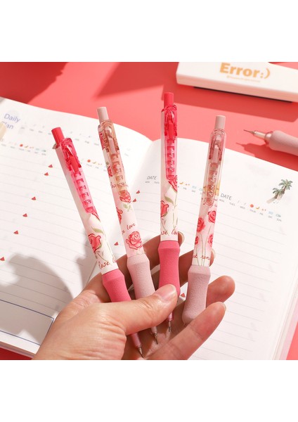 ZXB-ML8516-01Z 4 Adet/takım Pembe Sis Gül Serisi Mekanik Kalem Seti 0.5mm Nib Yazma Otomatik Kalem Yaratıcı Dıy Öğrenci Malzemeleri Kırtasiye (Yurt Dışından) fırsatları